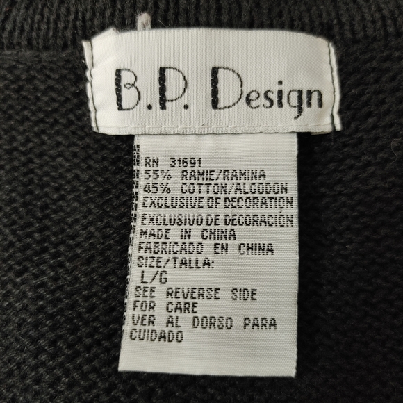 Christmas Sweater Vest B P Design Snowmen Black Knit Button Front Size L - Picture 7 of 7